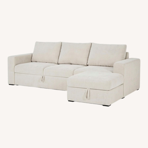 Used Living Spaces Beige Fabric 2 Piece Sectional for sale on AptDeco