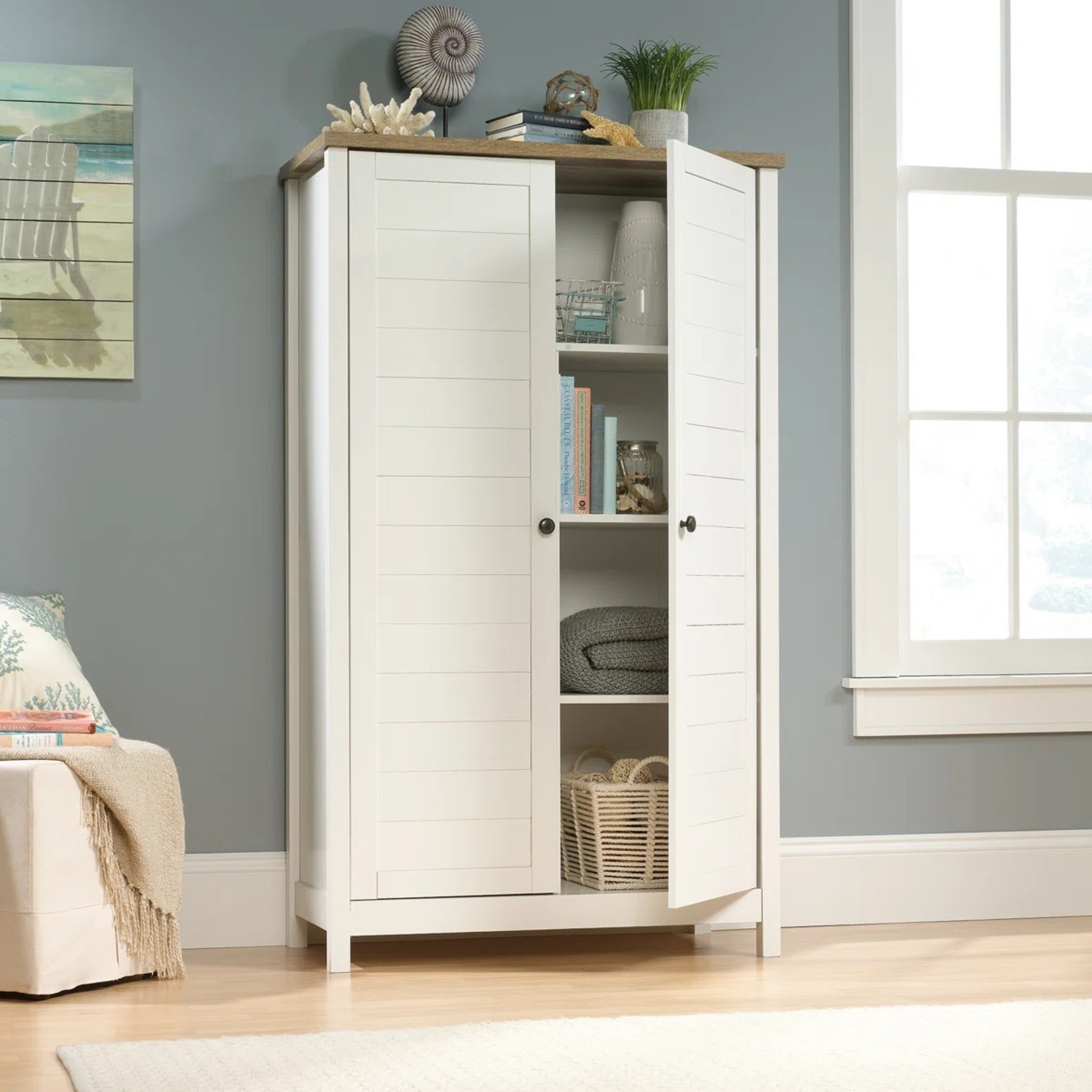 Wayfair Highland Dunes White Armoire - image-5
