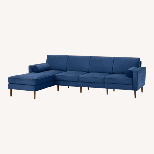 Used Burrow Nomad King Blue Velvet 3+ Seater Sofa for sale on AptDeco