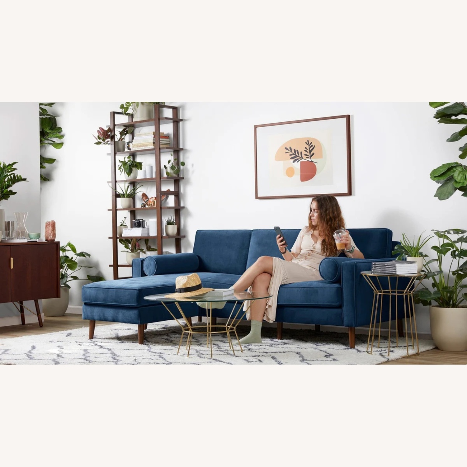 Burrow Nomad King Blue Velvet 3+ Seater Sofa - image-4