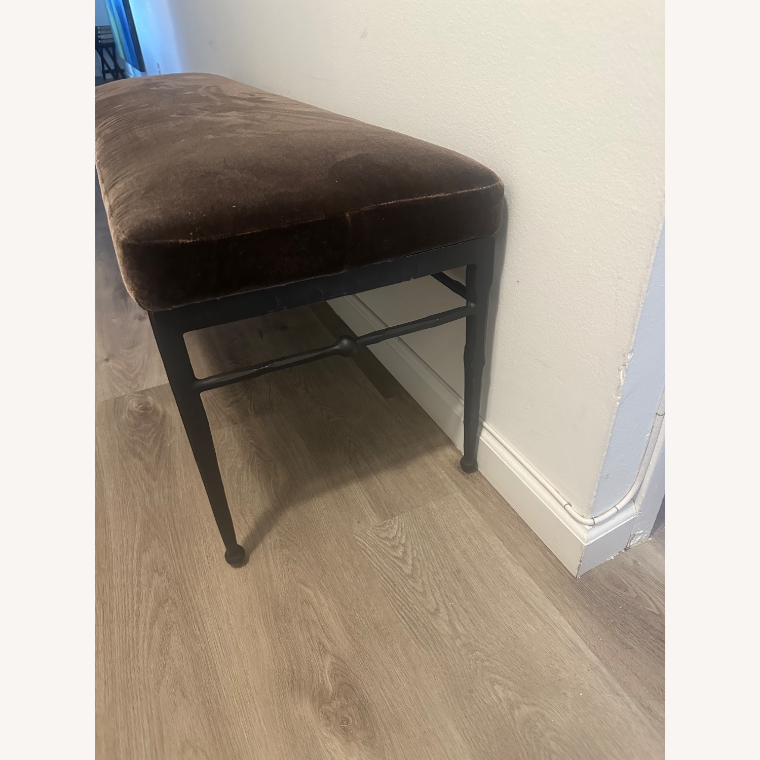 Crate & Barrel Athena Calderone Dark Brown Velvet Bench - image-8