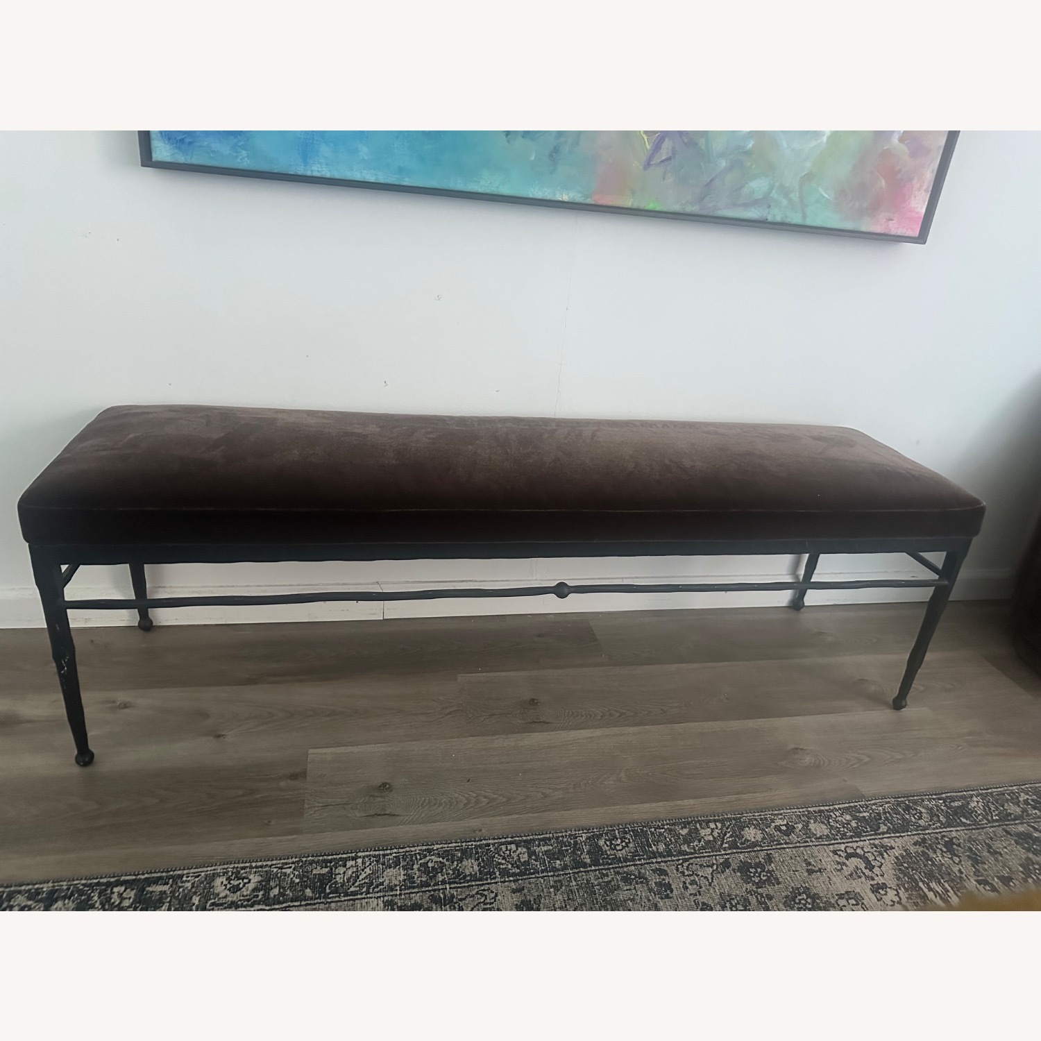 Crate & Barrel Athena Calderone Dark Brown Velvet Bench - image-2