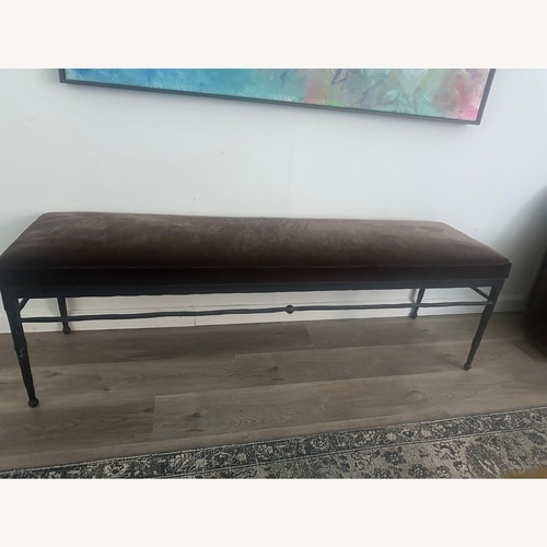 Used Crate & Barrel Athena Calderone Dark Brown Velvet Bench for sale on AptDeco