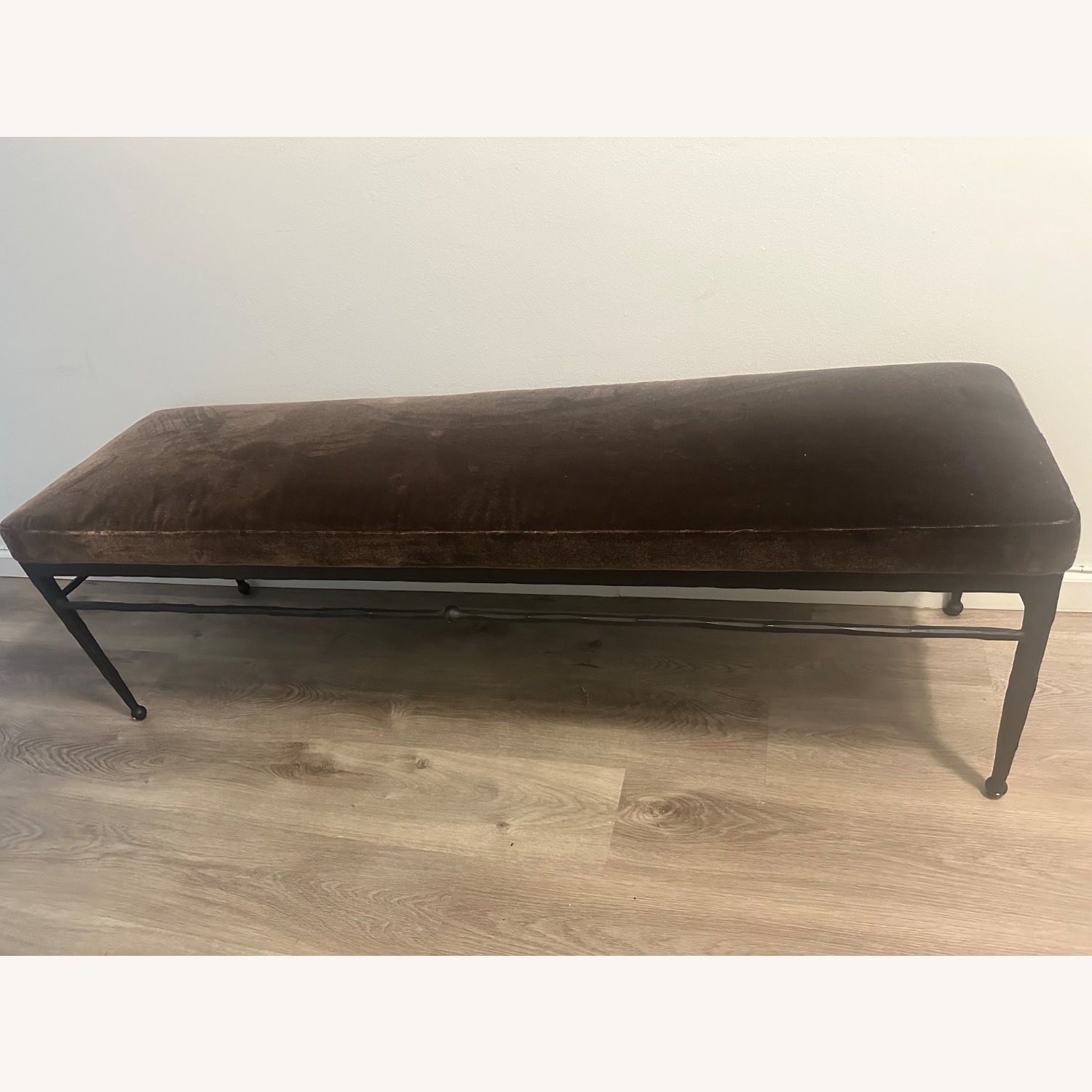 Crate & Barrel Athena Calderone Dark Brown Velvet Bench - image-7