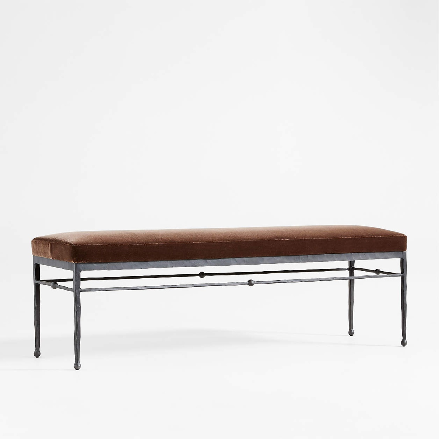 Crate & Barrel Athena Calderone Dark Brown Velvet Bench - image-9
