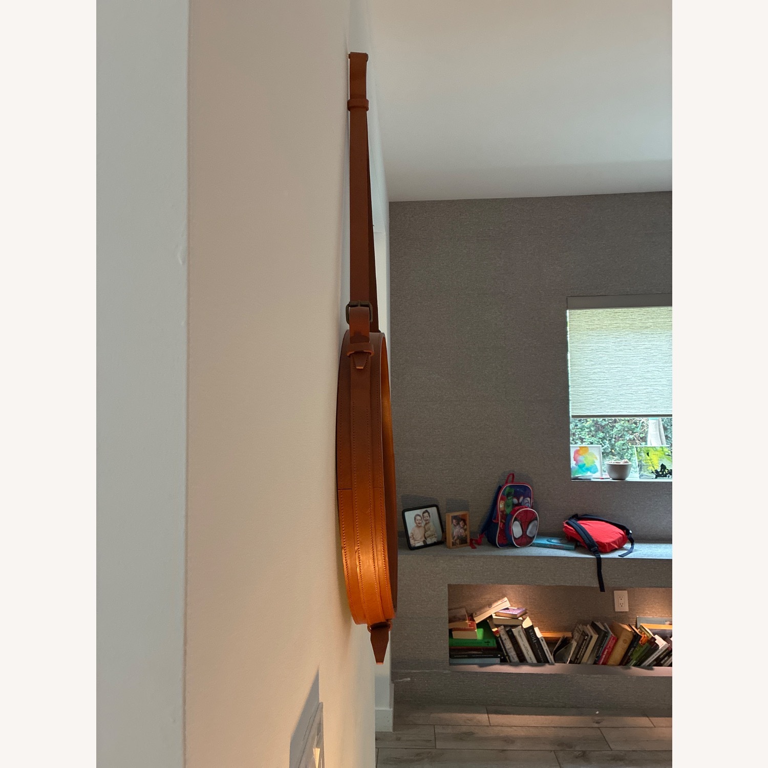 Gubi Adnet Round Mirror Medium Brown Leather - image-3