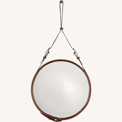 Used Gubi Adnet Round Mirror Medium Brown Leather for sale on AptDeco