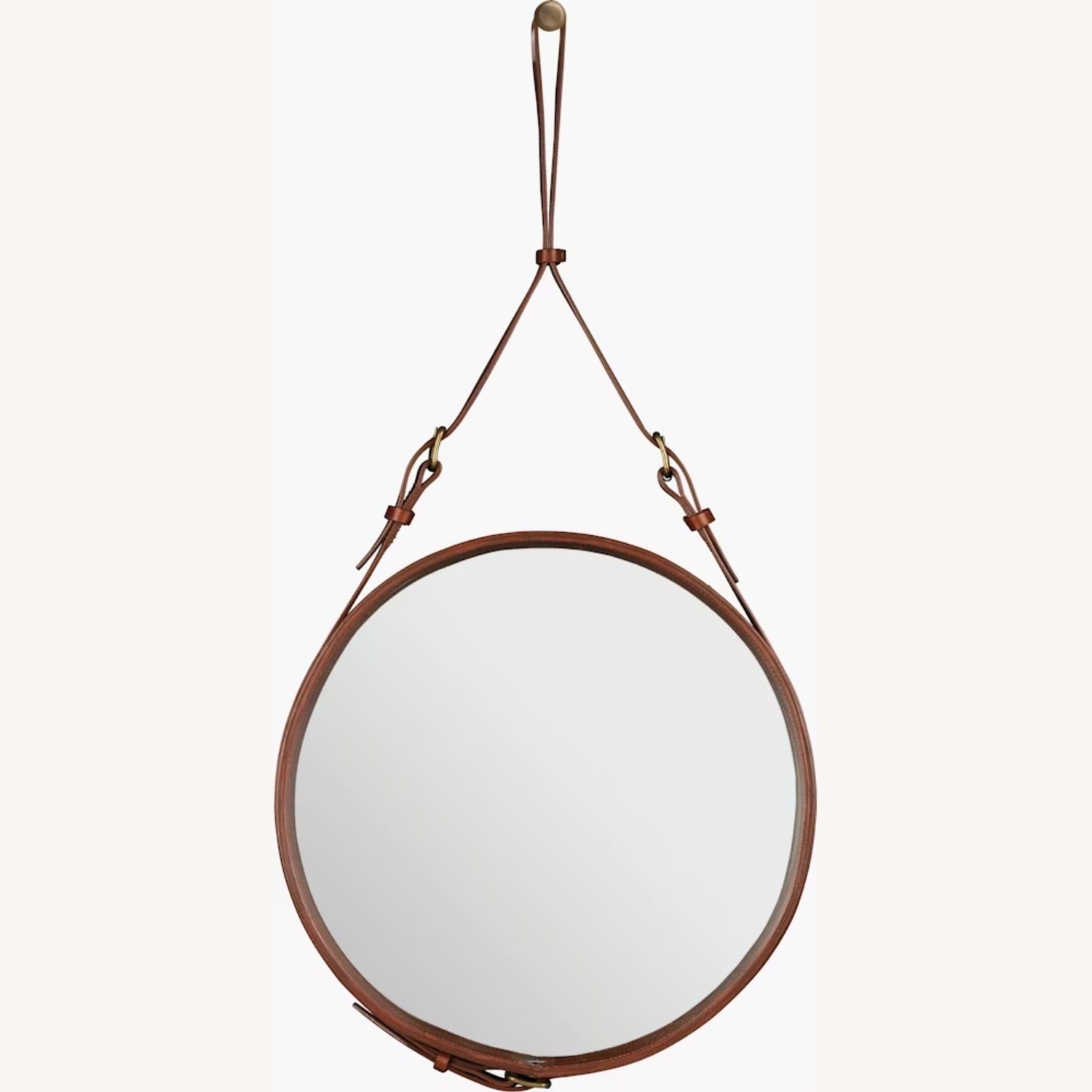 Gubi Adnet Round Mirror Medium Brown Leather - image-4