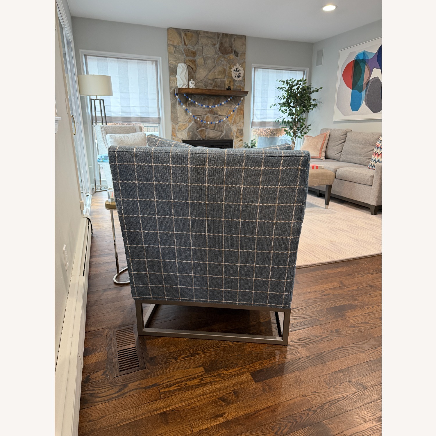 CR Laine Custom Jagger Blue Fabric Armchair - image-3