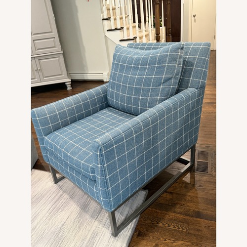 Used CR Laine Custom Jagger Blue Fabric Armchair for sale on AptDeco