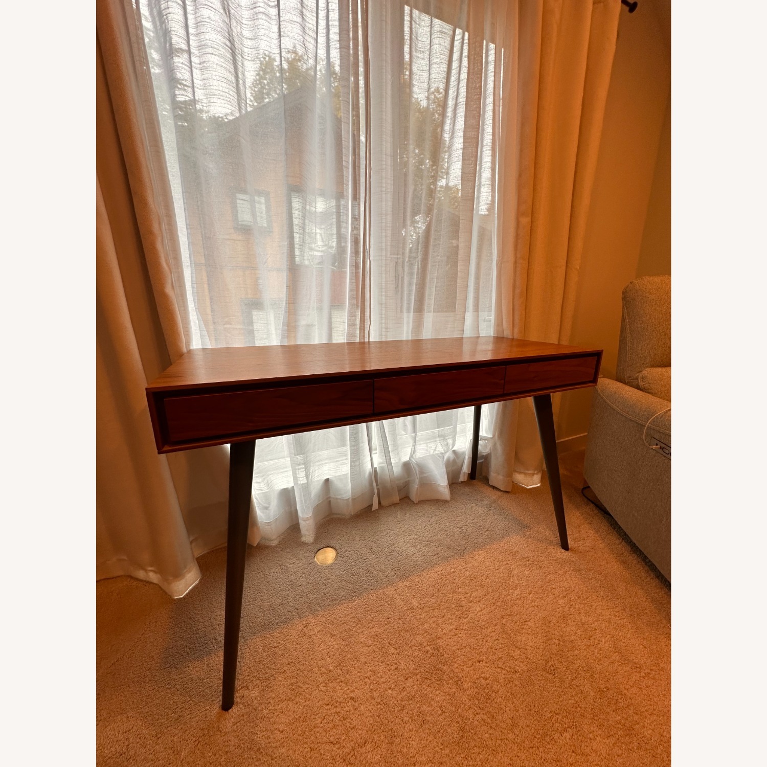 Kasala Mid-Century Walnut Desk, 3 Drawers - image-1
