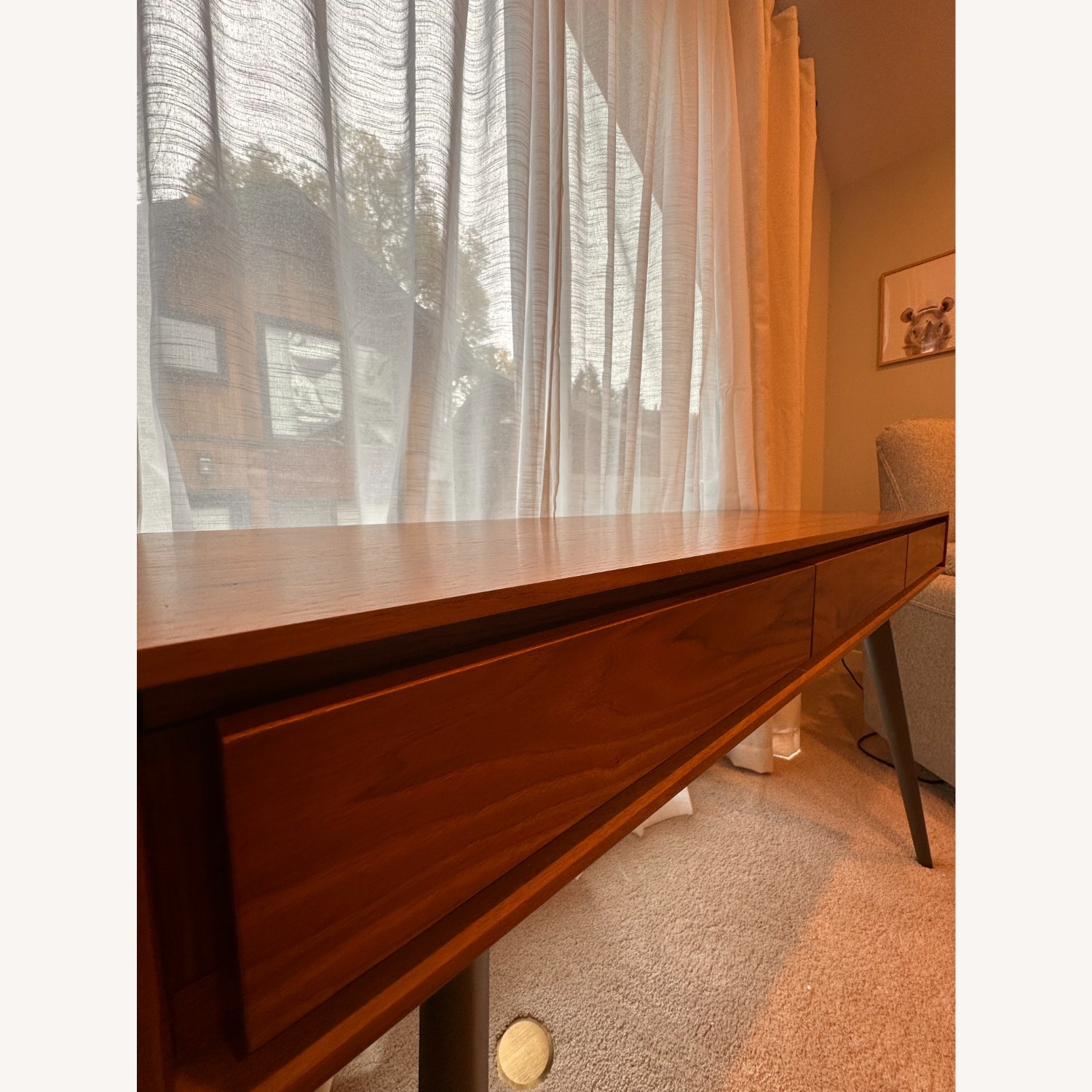 Kasala Mid-Century Walnut Desk, 3 Drawers - image-2