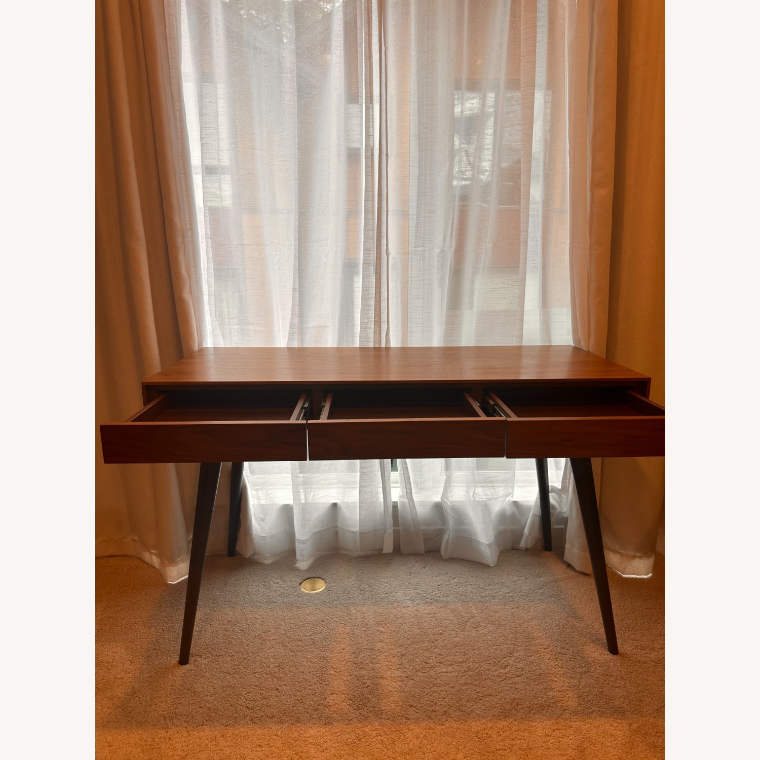 Kasala Mid-Century Walnut Desk, 3 Drawers - image-3