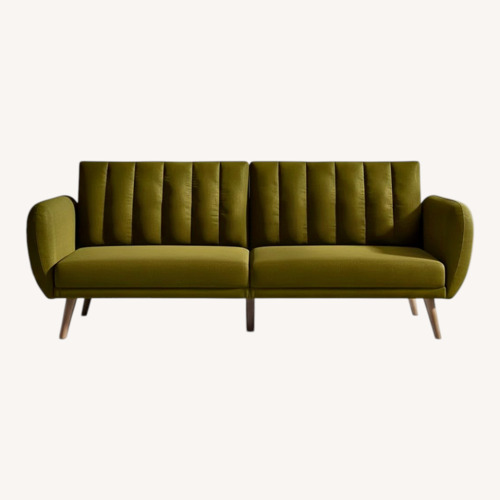 Used 9 by Novogratz Green Linen Futon for sale on AptDeco