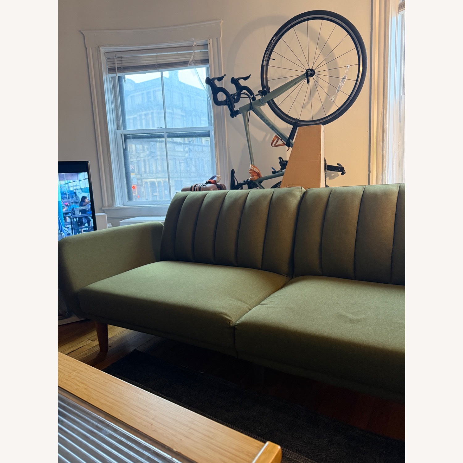 9 by Novogratz Green Linen Futon - image-2