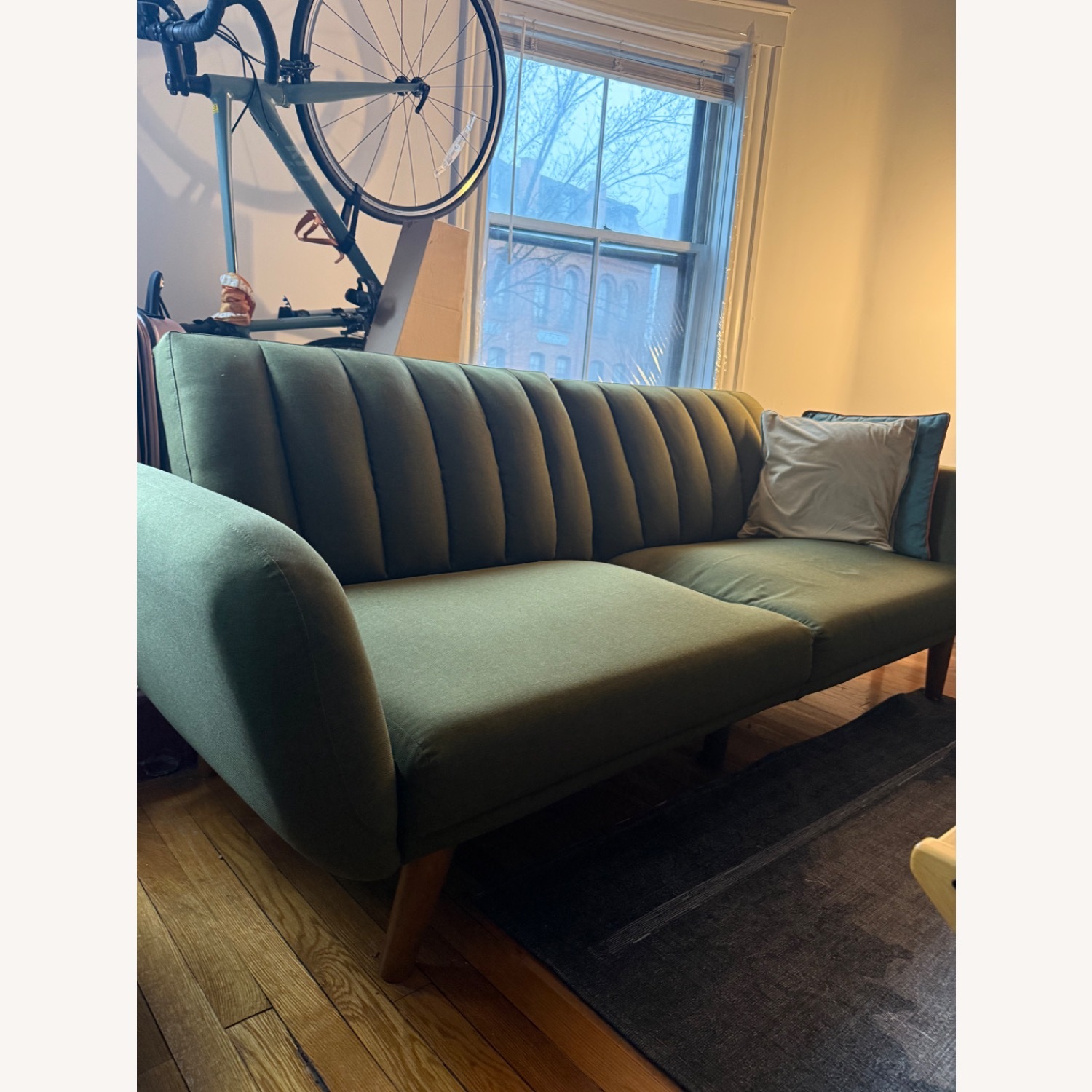 9 by Novogratz Green Linen Futon - image-3