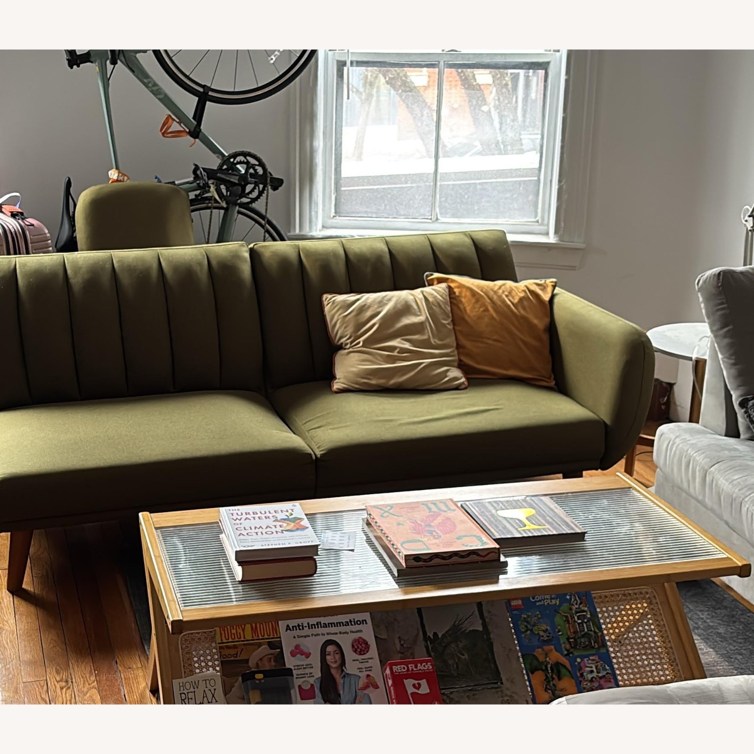 9 by Novogratz Green Linen Futon - image-6