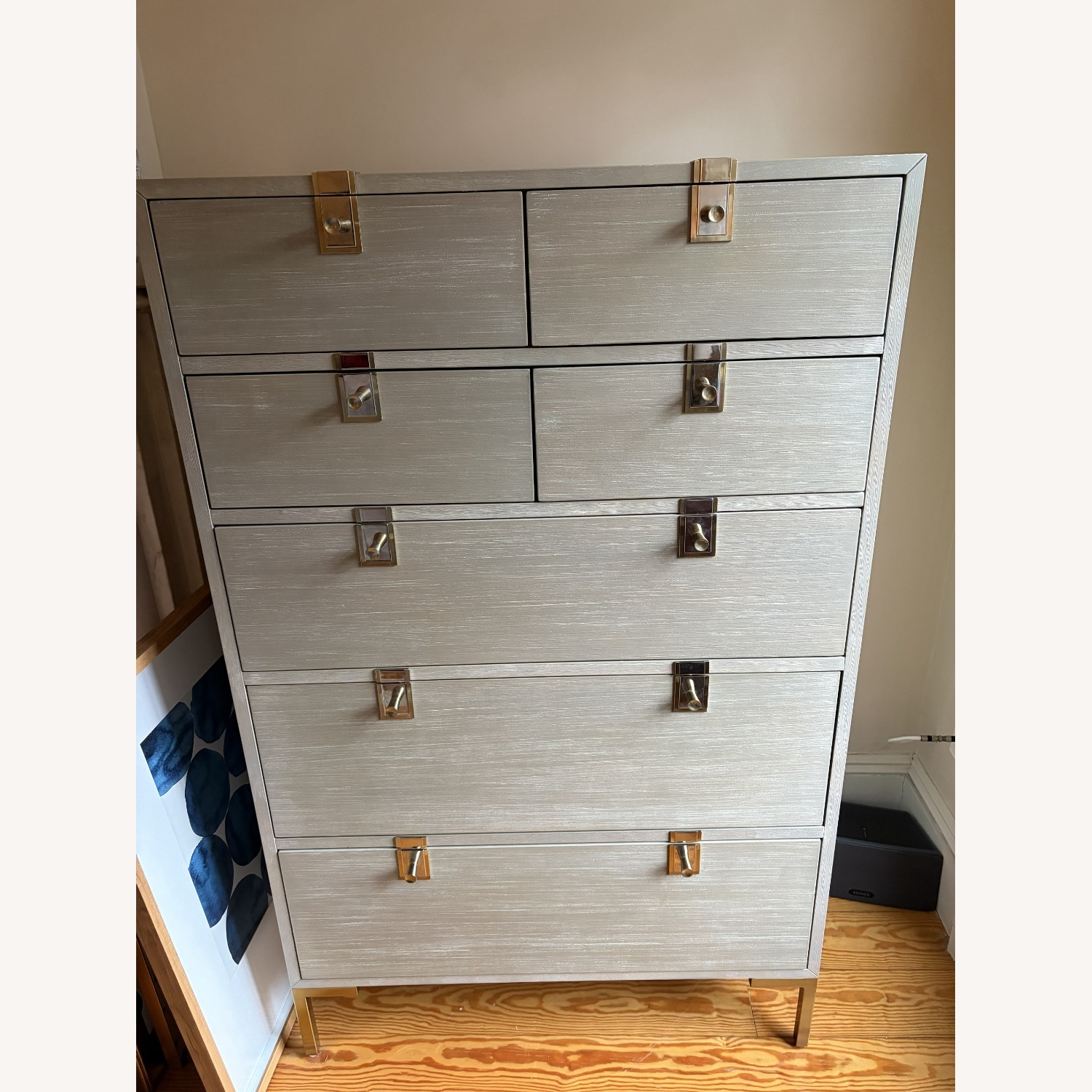 Anthropologie Ingram Light Gray Wood Dresser - image-3