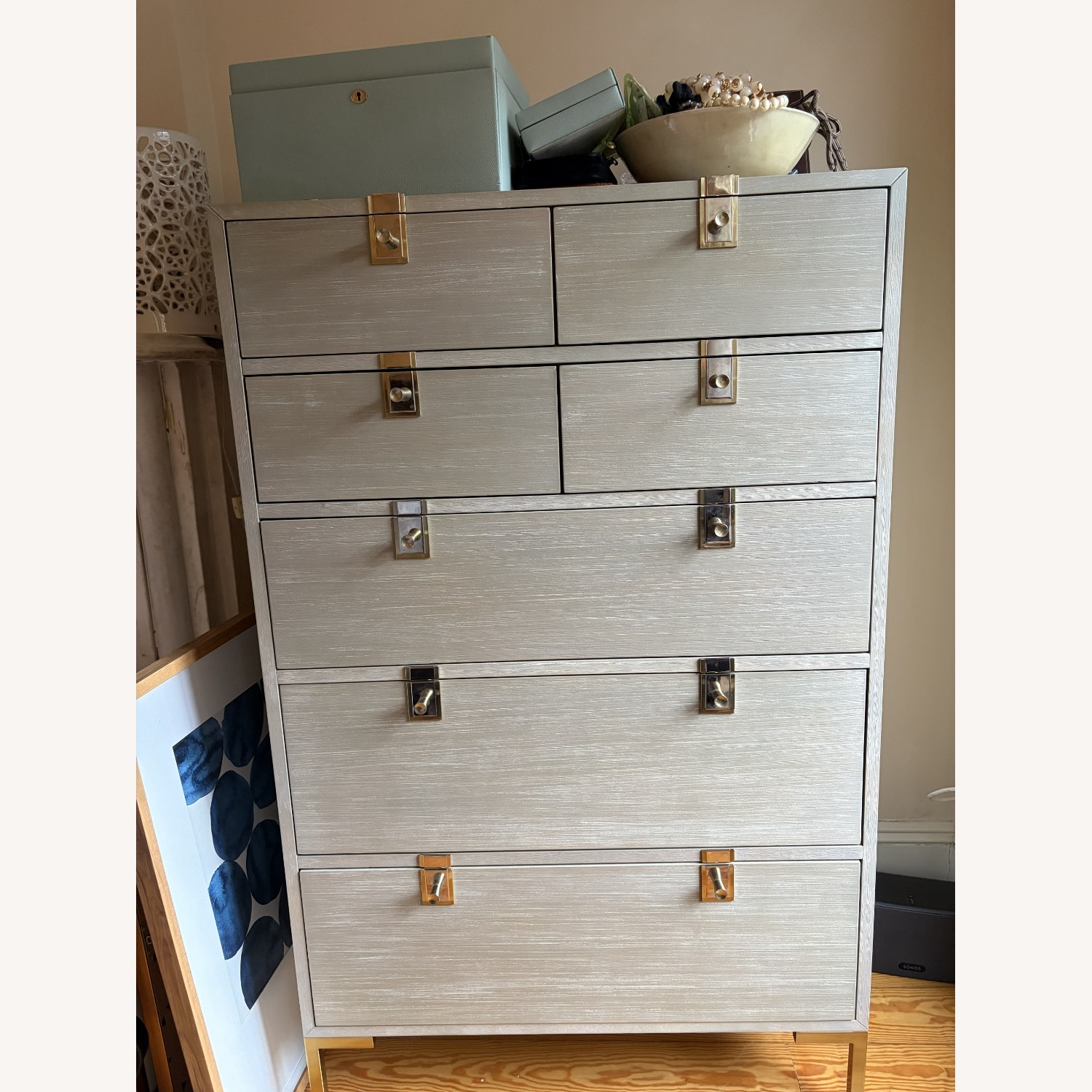 Anthropologie Ingram Light Gray Wood Dresser - image-1