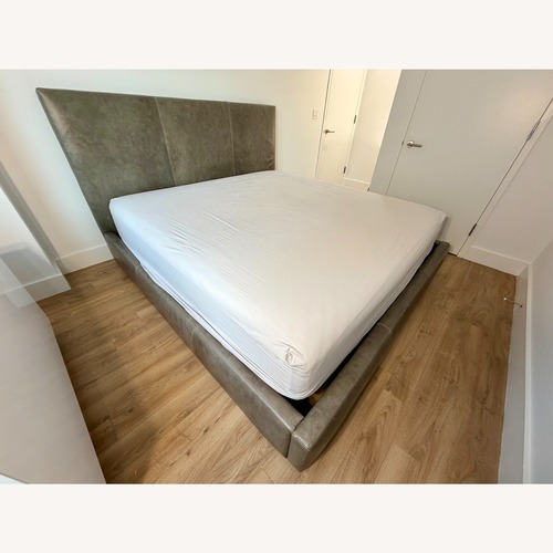Used Room & Board Wyatt Light Gray Leather King Bed for sale on AptDeco