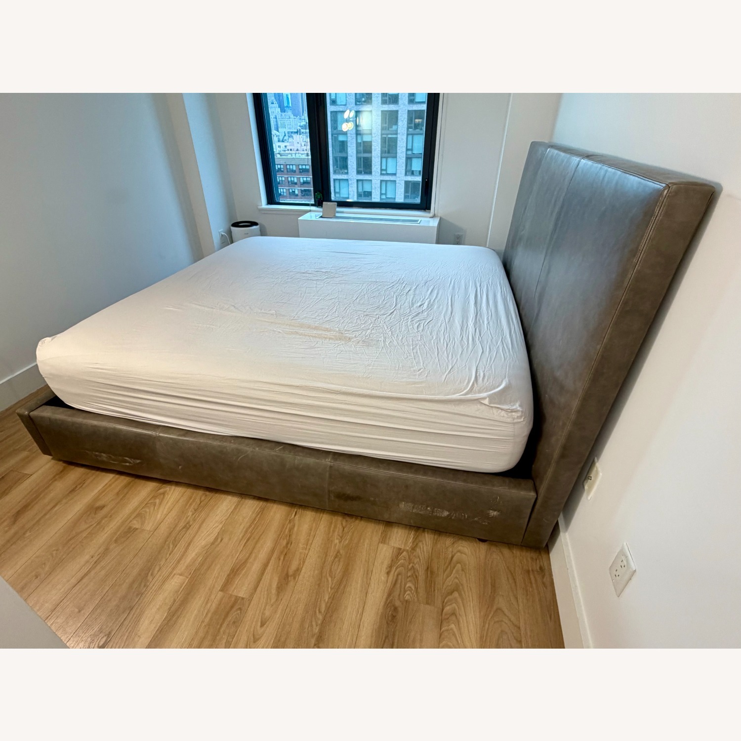 Room & Board Wyatt Light Gray Leather King Bed - image-4