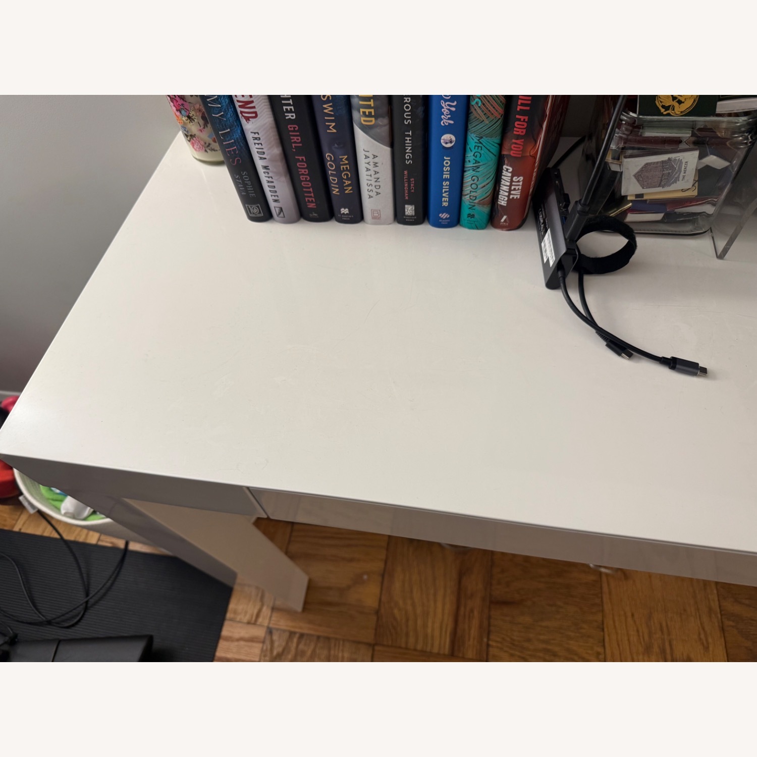 West Elm Parsons White Lacquer Desk - image-4