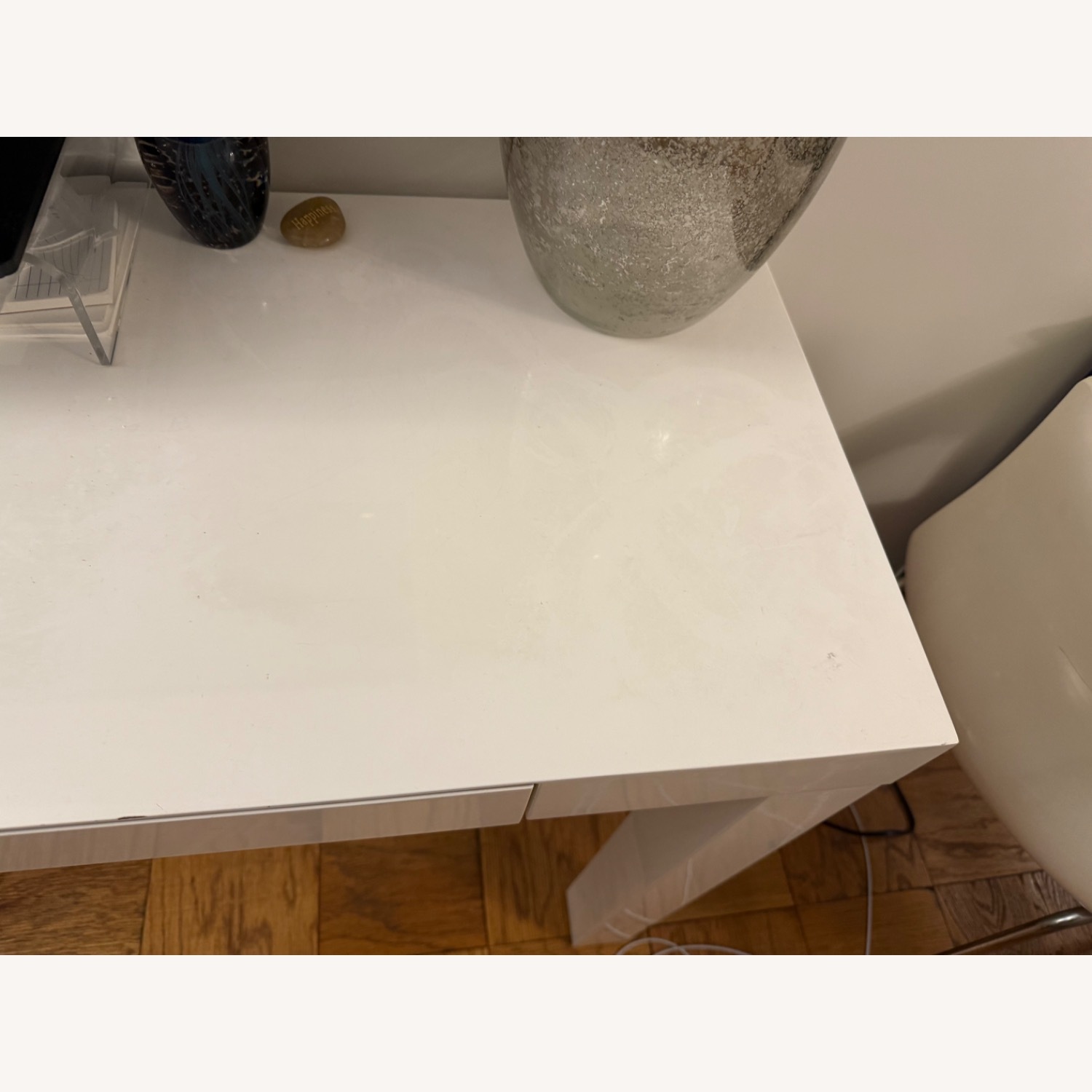 West Elm Parsons White Lacquer Desk - image-3