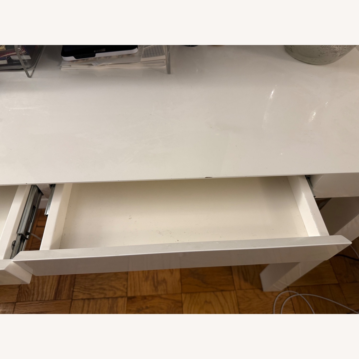 West Elm Parsons White Lacquer Desk - image-8