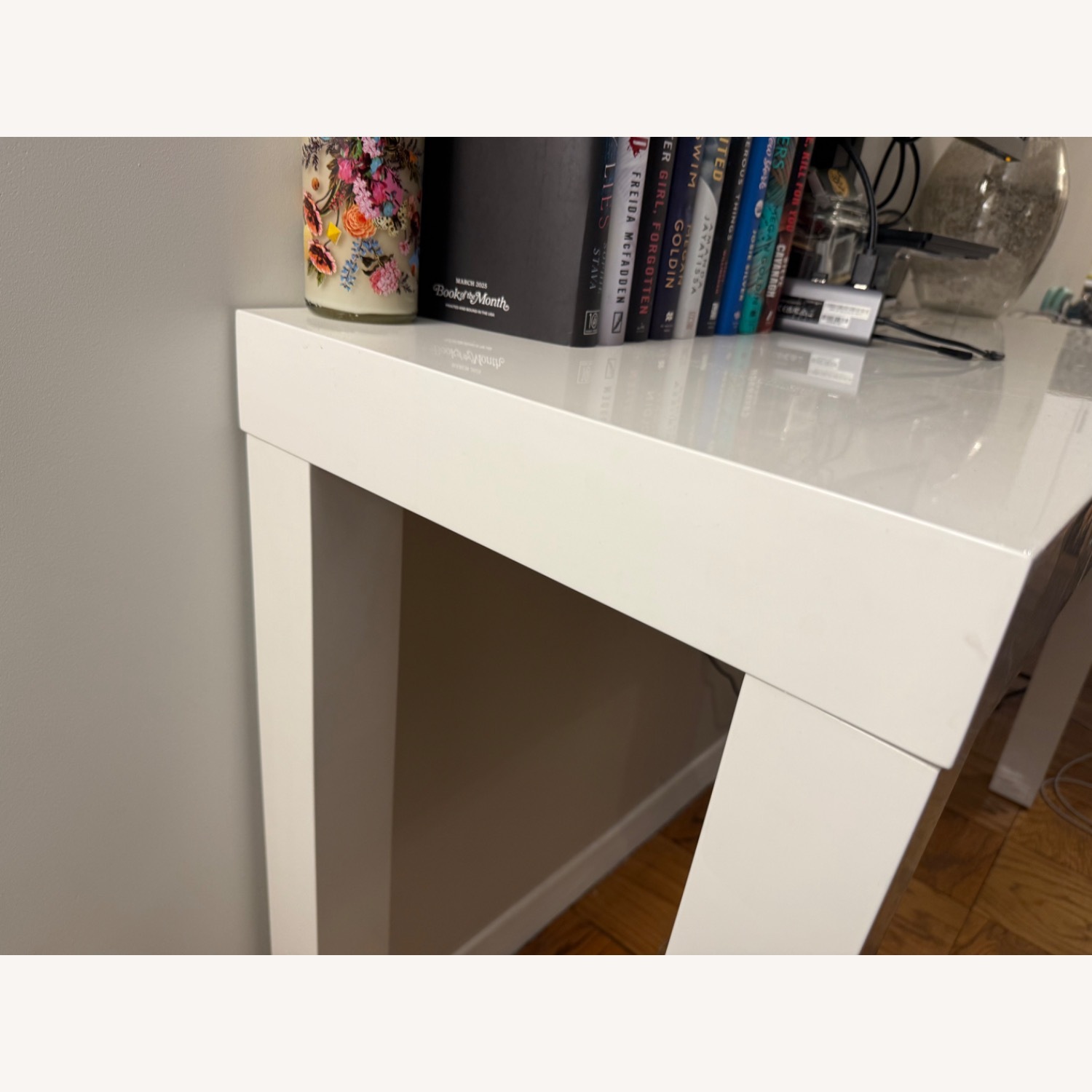 West Elm Parsons White Lacquer Desk - image-5