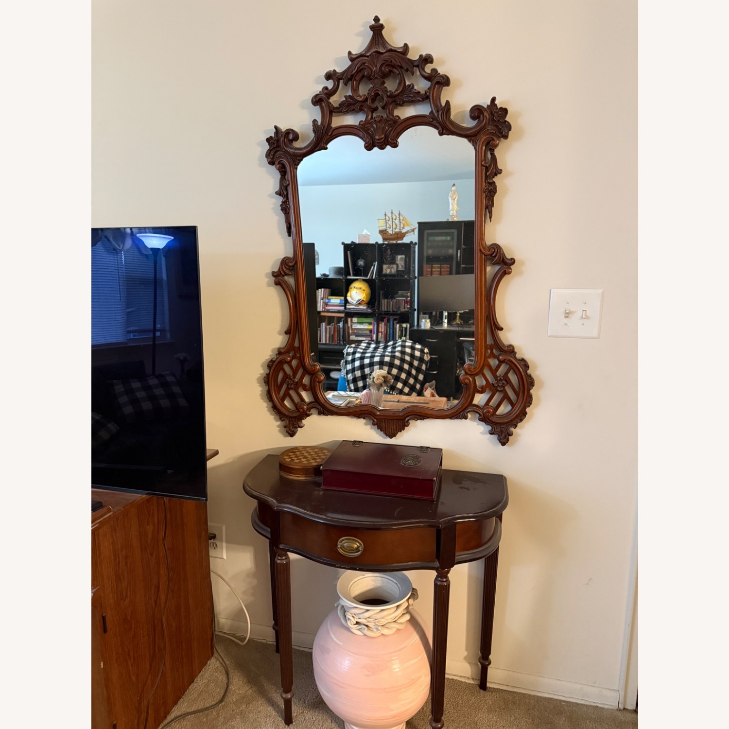 Vintage Carve Wood Frame Mirror  - image-2
