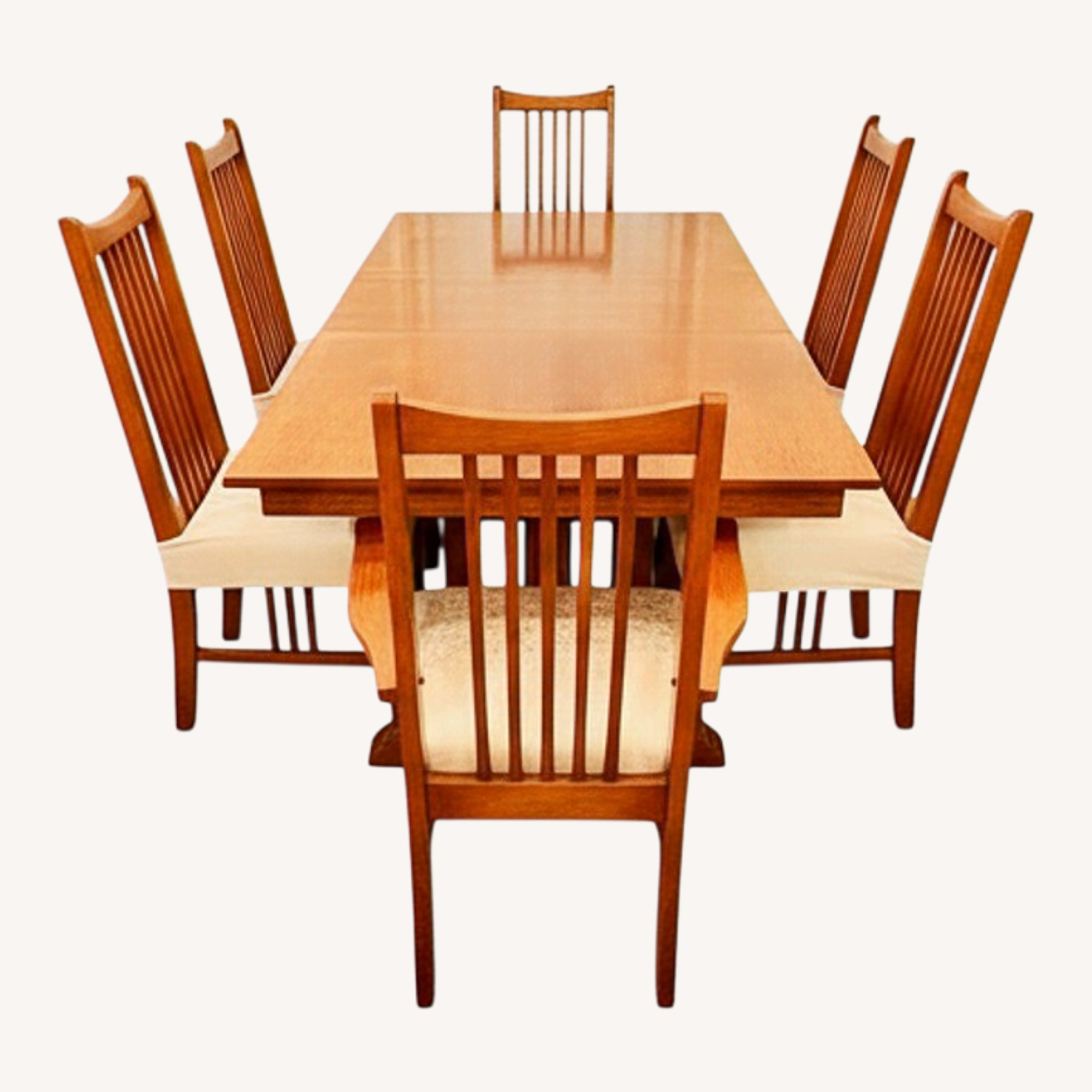Wood Dining Set Extendable 6 Chairs - image-0