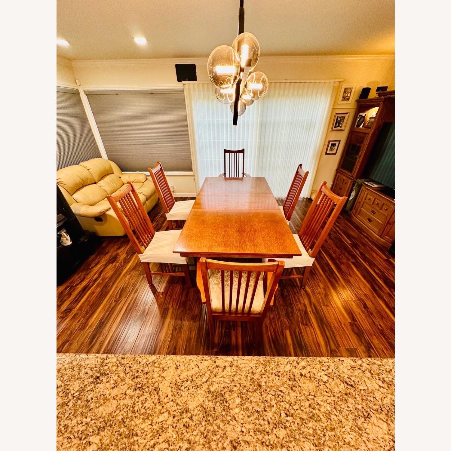 Wood Dining Set Extendable 6 Chairs - image-1