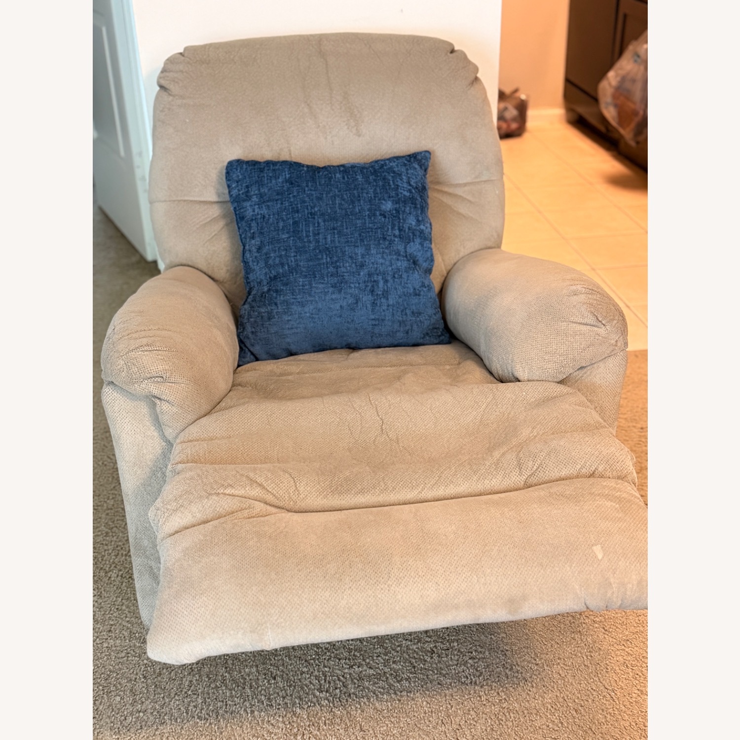 Light Brown Fabric Recliner - image-3