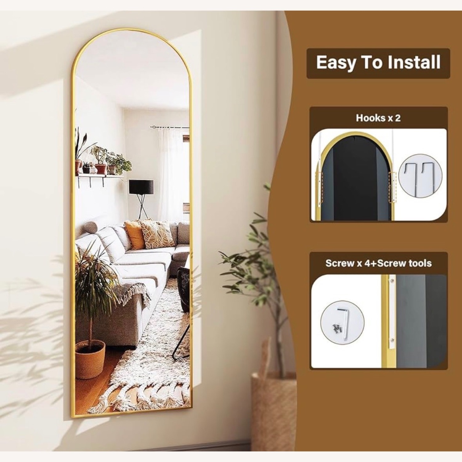 Amazon Over The Door Hanging Mirror  Gold Frame - image-4