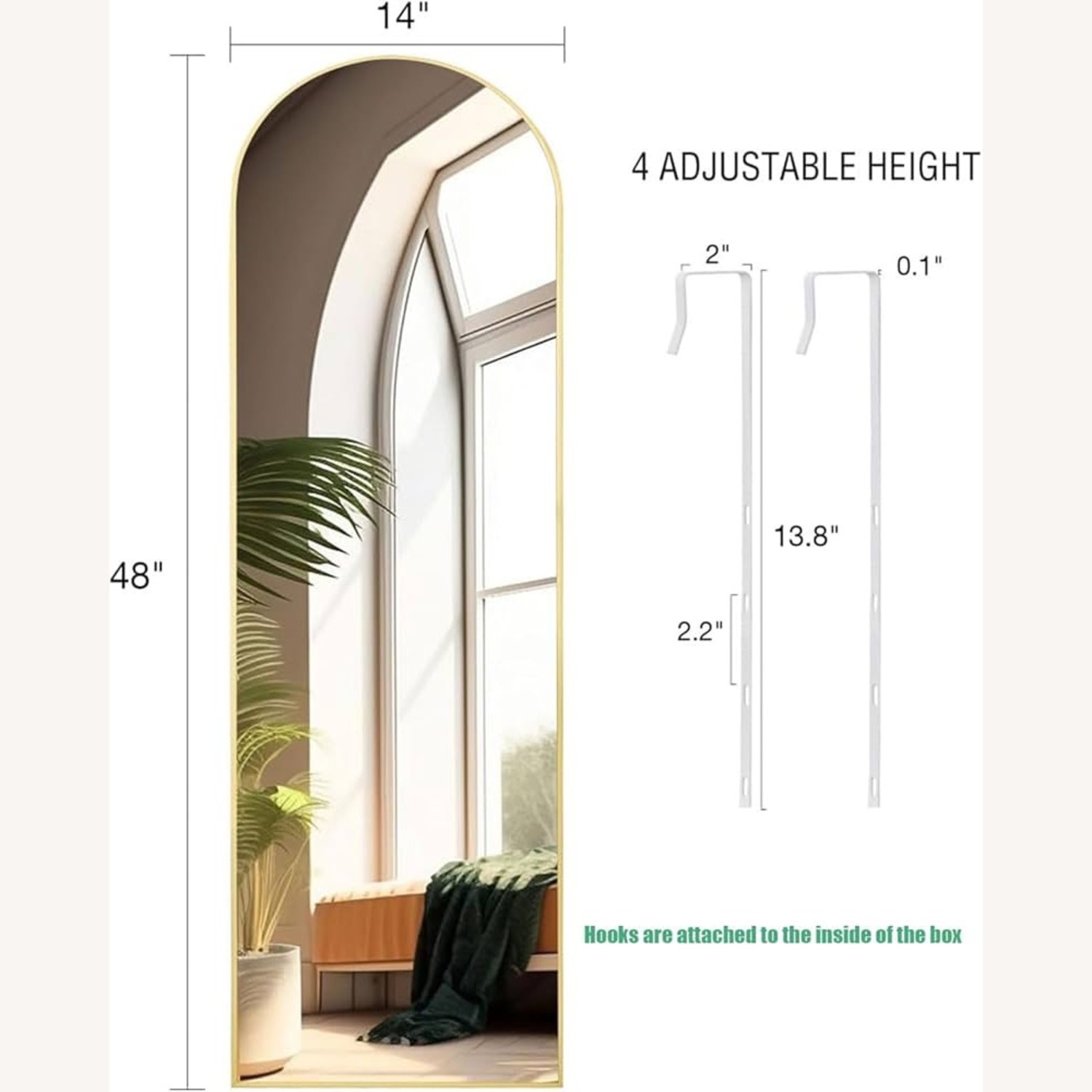 Amazon Over The Door Hanging Mirror  Gold Frame - image-5