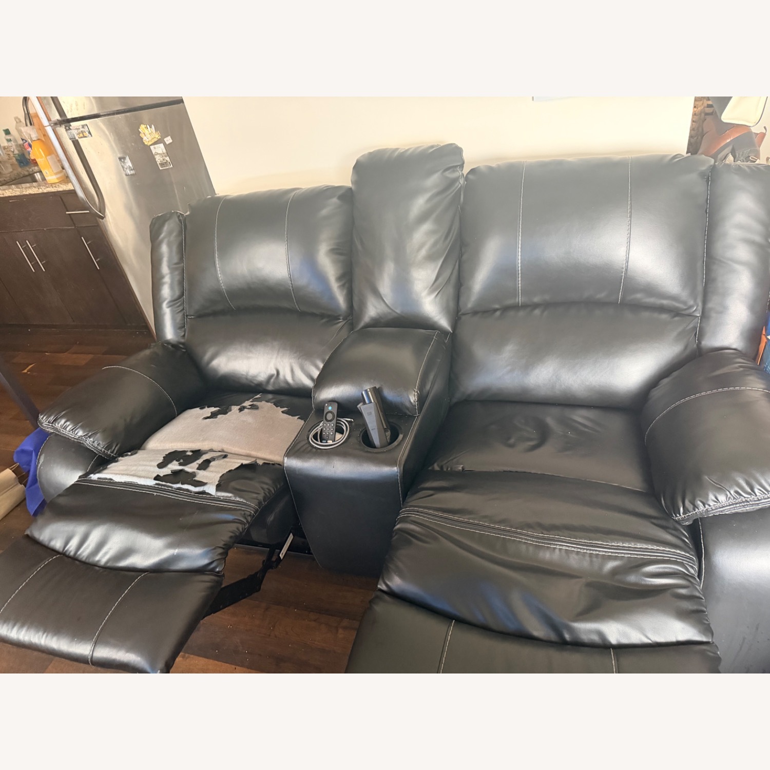 Signature Design Black Leather Loveseat - image-3