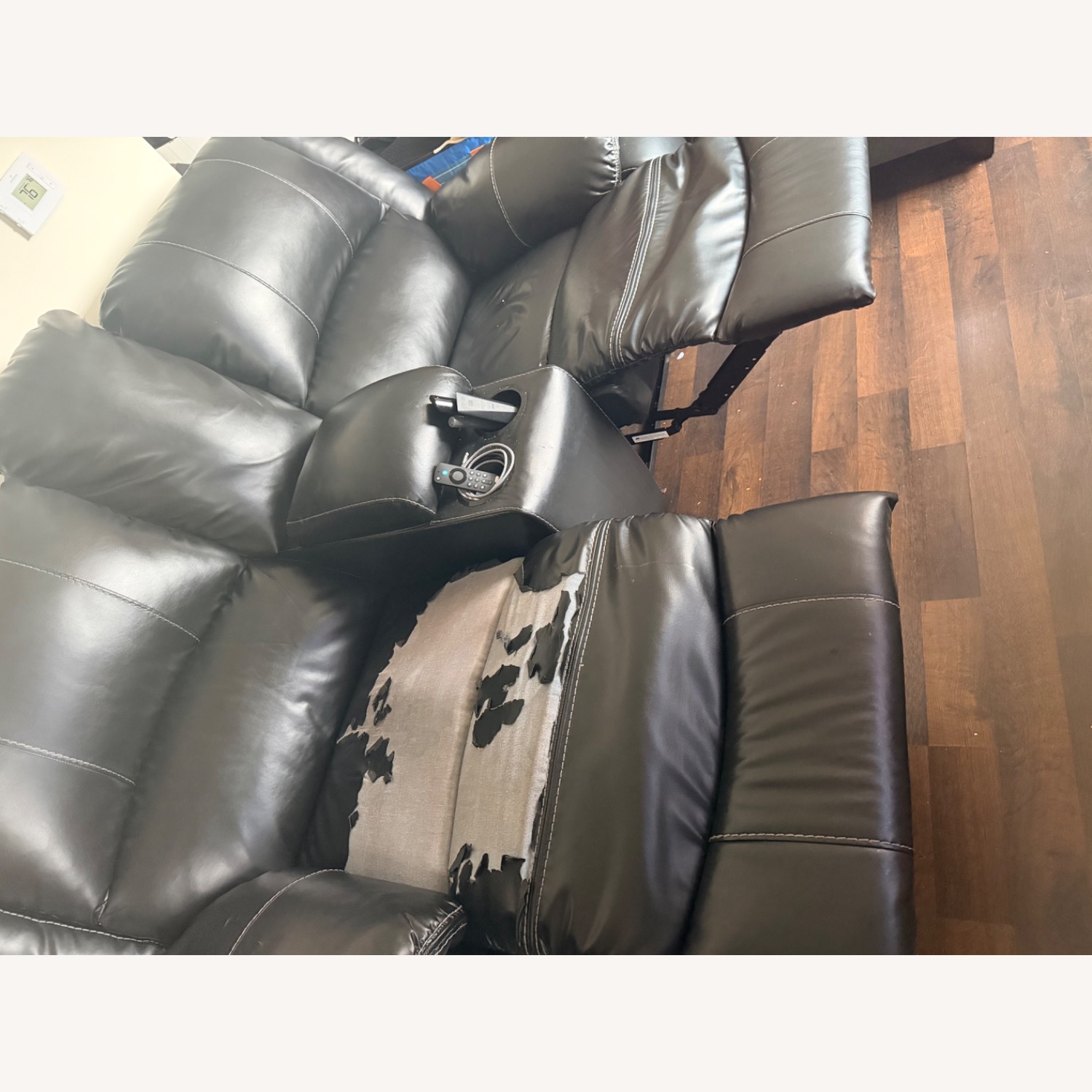 Signature Design Black Leather Loveseat - image-2