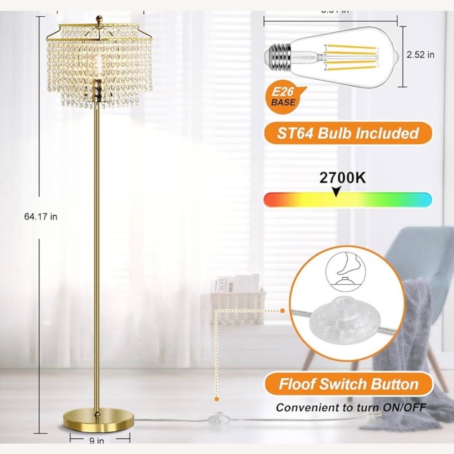 Amazon Gold Crystal Lamp  - image-3