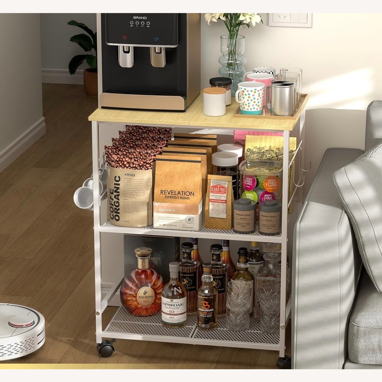 Amazon White Wood Bar Cart - image-4