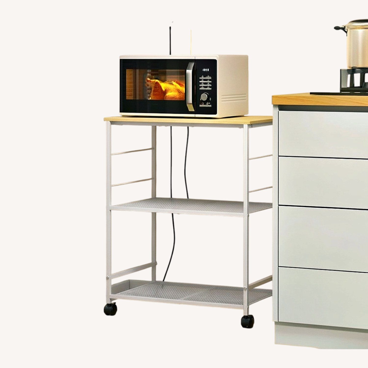 Amazon White Wood Bar Cart - image-5