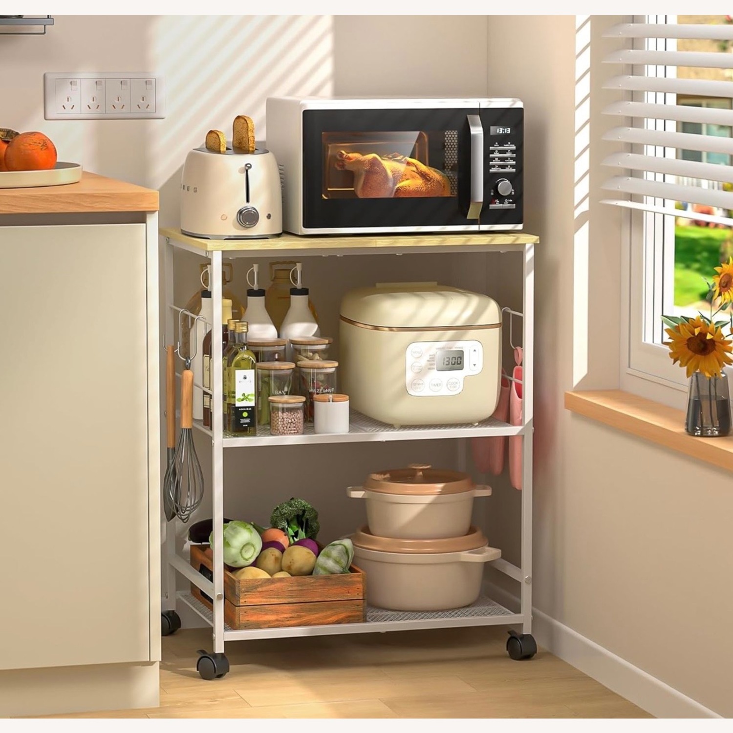 Amazon White Wood Bar Cart - image-2