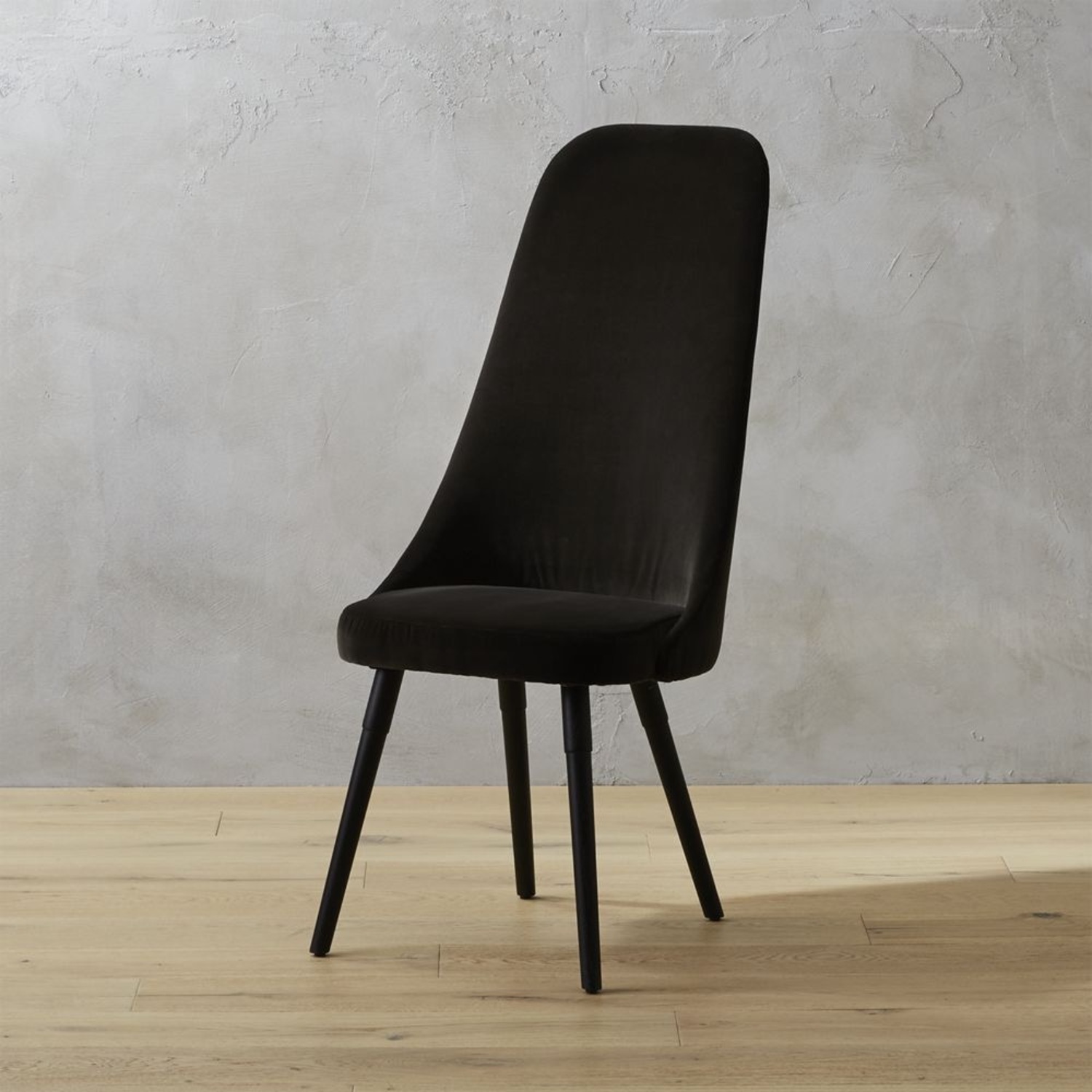 CB2 Harlow Mink Black Velvet Dining Chairs - image-1
