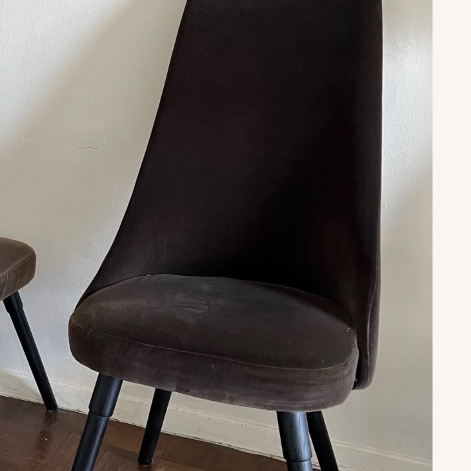 CB2 Harlow Mink Black Velvet Dining Chairs - image-4
