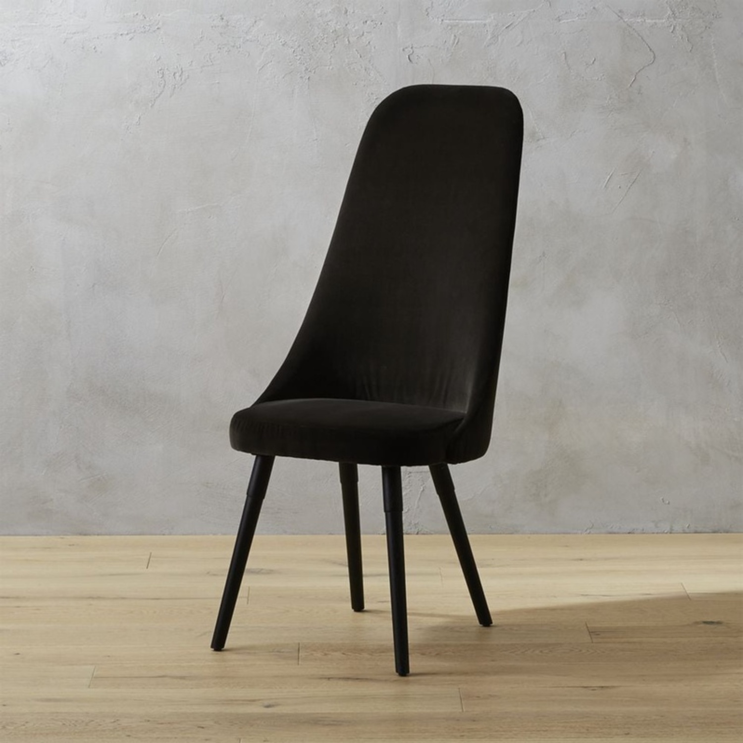 CB2 Harlow Mink Black Velvet Dining Chairs - image-5
