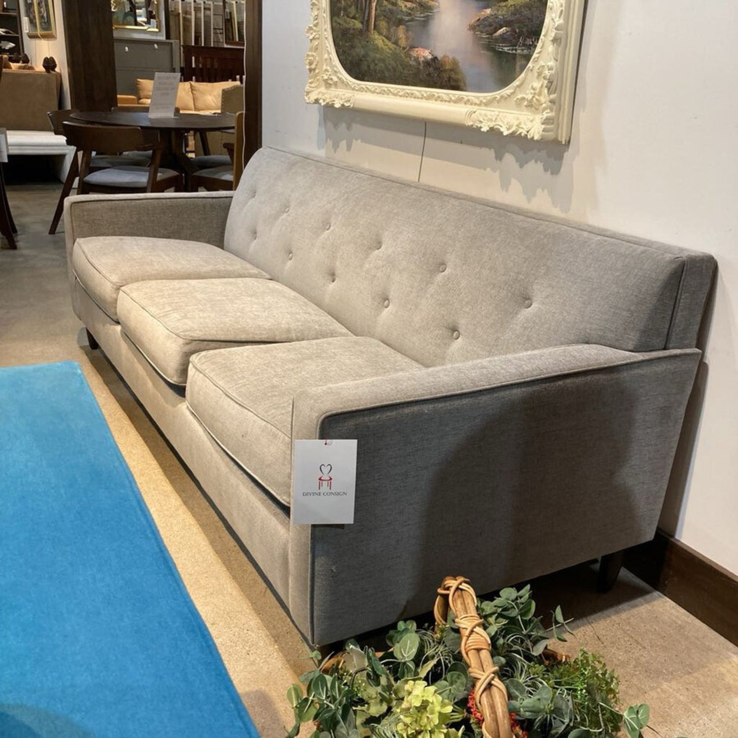 Ethan Allen MCM Upholstered Track Arm Sofa Gray - image-3