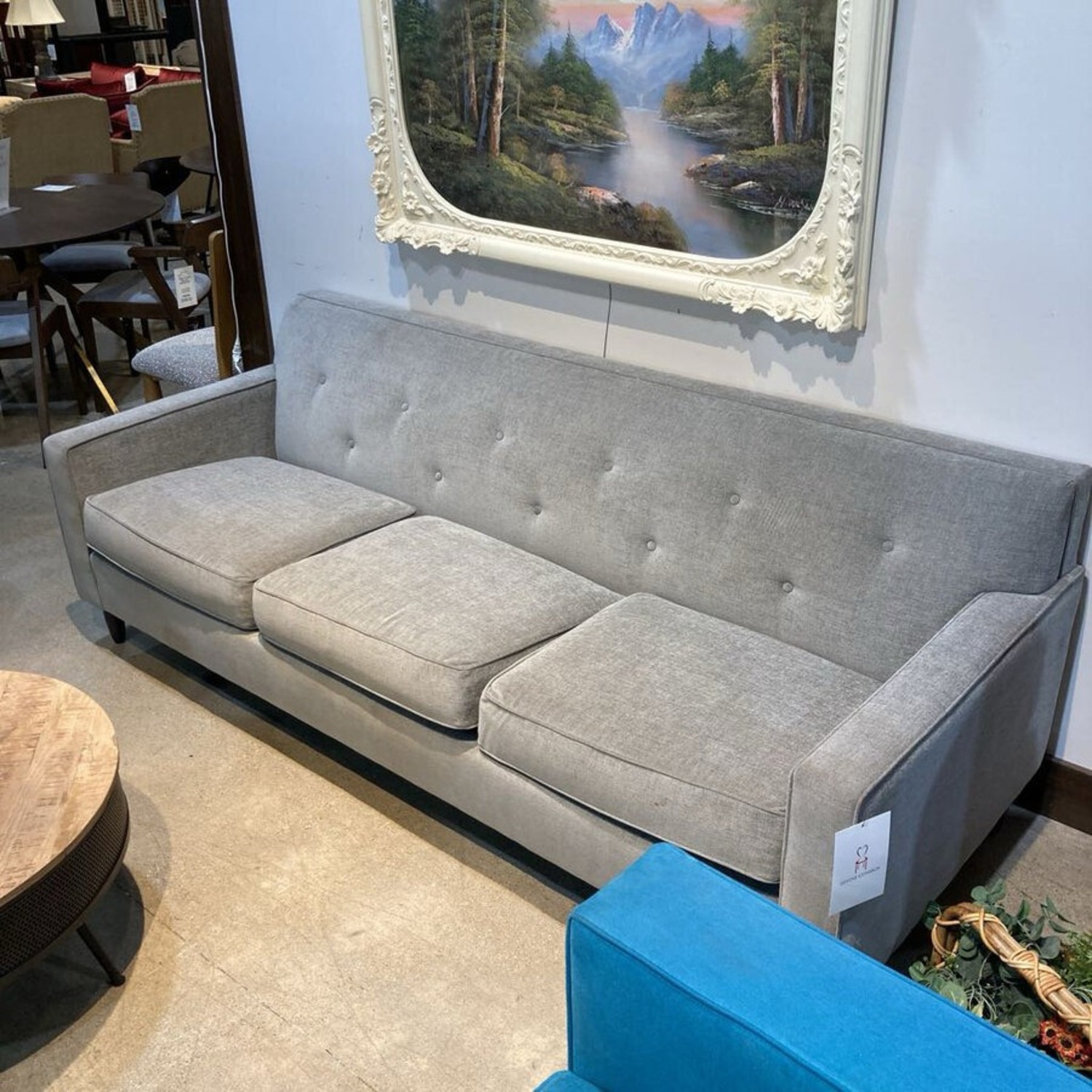 Ethan Allen MCM Upholstered Track Arm Sofa Gray - image-4