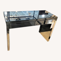 2-Drawer Mirrored Desk w Electrical Power