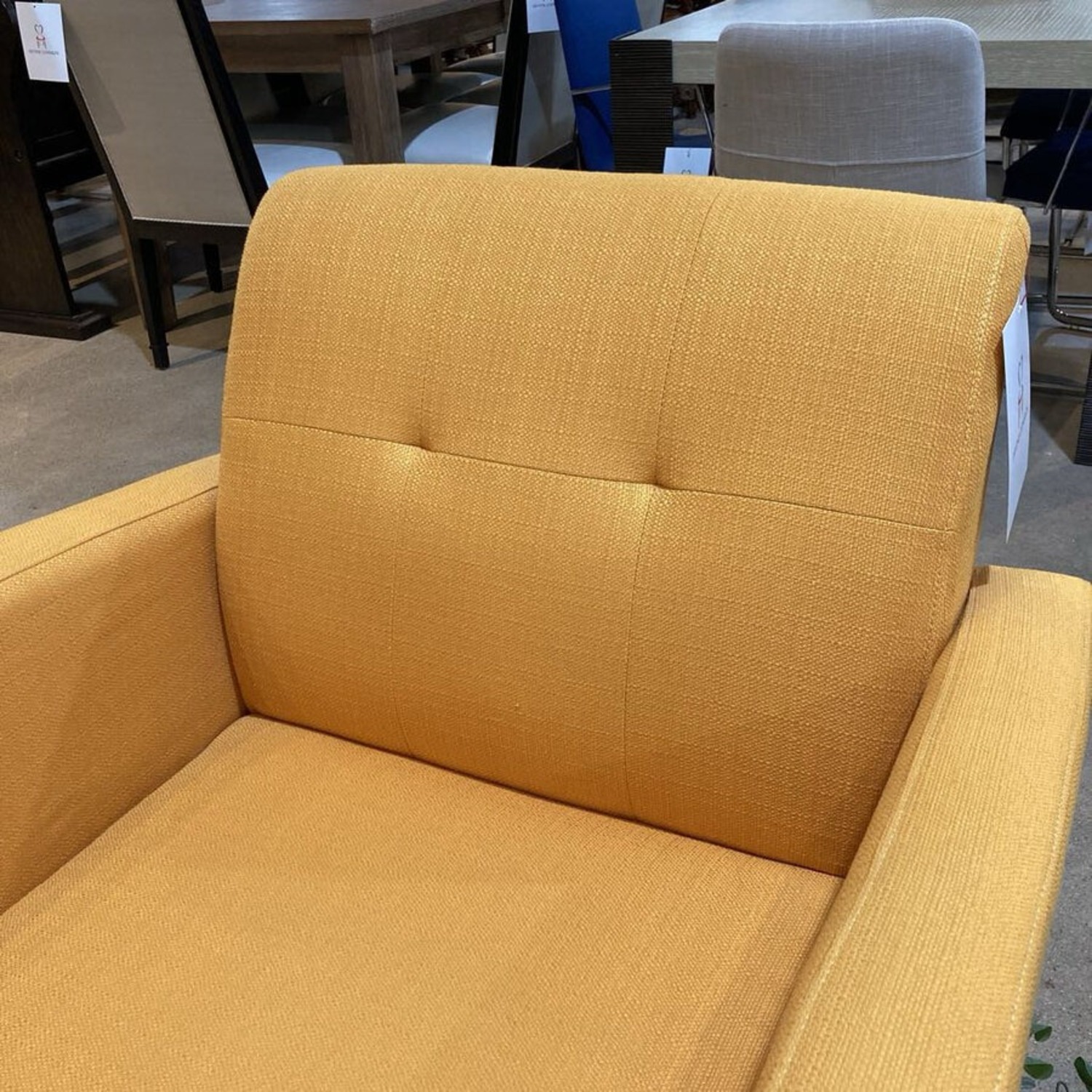 Modern Tufted Back Chair Yellow - image-4