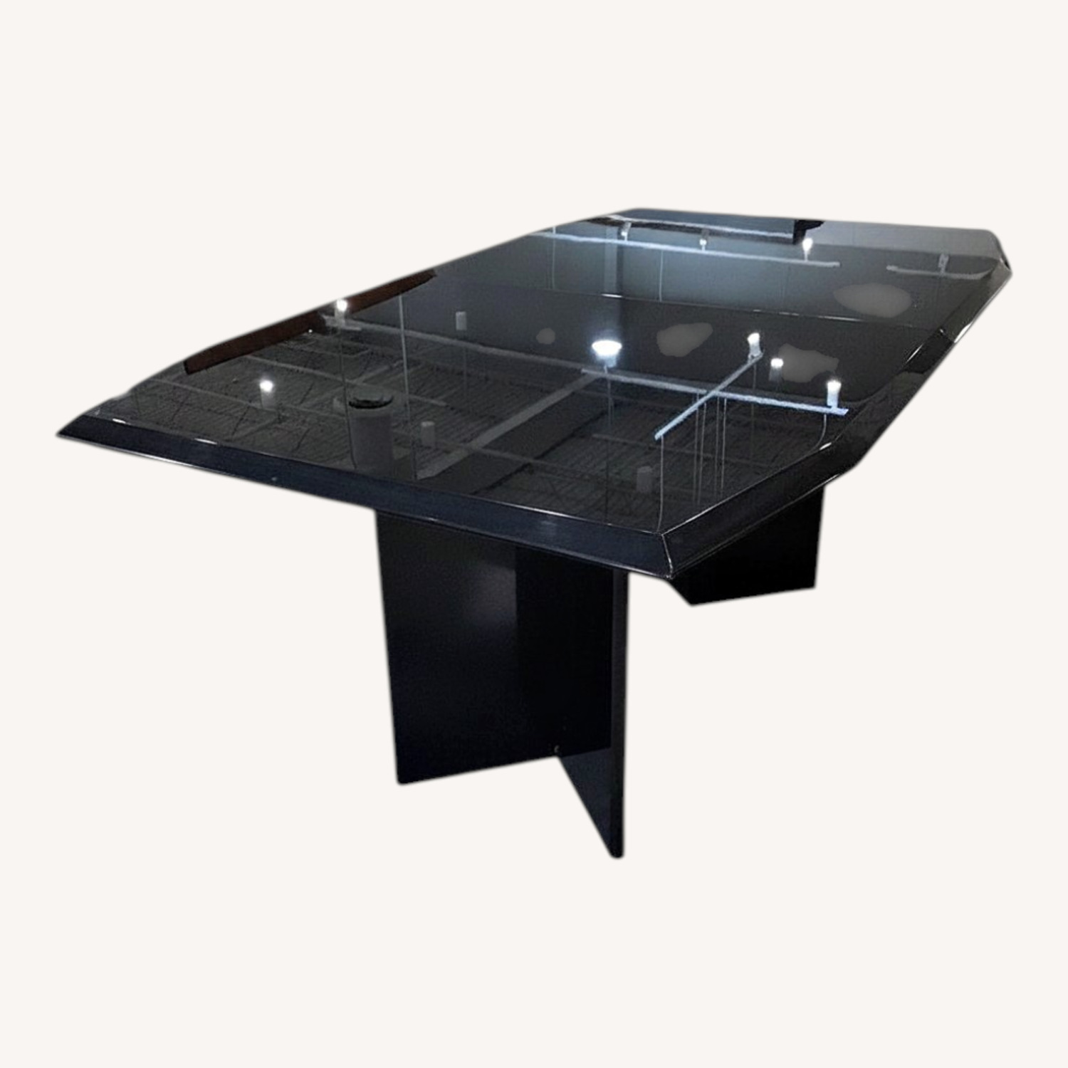 Modern Rectangular Lacquer w 19.5" Leaf Table - image-0