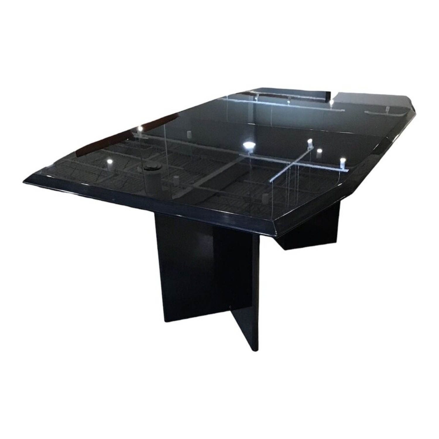 Modern Rectangular Lacquer w 19.5" Leaf Table - image-1